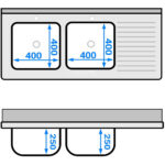 Kaksoisallas vasemmalle kuivaustasolla ja roiskesuojalla 1800x600x910mm | Adexa DSB1860L - Image 5