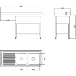 Kaksialtainen oikea työtaso valumista varten & taustalevy 1800x600x910mm | Adexa DSB1860R - Image 5