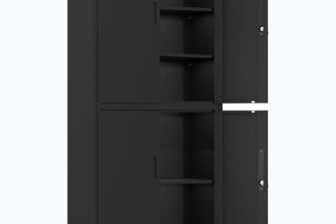 Ammatillinen metallinen säilytyskaappi 4 kääntöovea 900x400x1800mm Lukko 3 säädettävää hyllyä Musta | Adexa SEFC2B