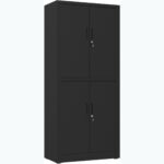 Ammatillinen metallinen säilytyskaappi 4 kääntöovea 900x400x1800mm Lukko 3 säädettävää hyllyä Musta | Adexa SEFC2B - Image 4