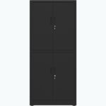 Ammatillinen metallinen säilytyskaappi 4 kääntöovea 900x400x1800mm Lukko 3 säädettävää hyllyä Musta | Adexa SEFC2B - Image 3