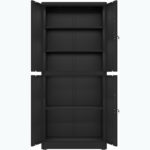 Ammatillinen metallinen säilytyskaappi 4 kääntöovea 900x400x1800mm Lukko 3 säädettävää hyllyä Musta | Adexa SEFC2B - Image 2