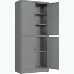 Ammattilainen metallinen säilytyskaappi 4 saranaovea 900x400x1800mm Lukko 3 säädettävää hyllyä Tummanharmaa | Adexa SEFC2DG