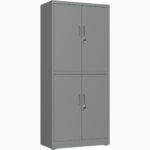 Ammattilainen metallinen säilytyskaappi 4 saranaovea 900x400x1800mm Lukko 3 säädettävää hyllyä Tummanharmaa | Adexa SEFC2DG - Image 3