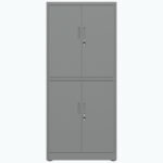 Ammattilainen metallinen säilytyskaappi 4 saranaovea 900x400x1800mm Lukko 3 säädettävää hyllyä Tummanharmaa | Adexa SEFC2DG - Image 4