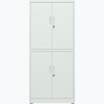 Ammattimainen metallisäilytyskaappi, jossa on 4 kääntöovea, 900x400x1800mm Lukko, 3 säädettävää hyllyä, vaaleanharmaa | Adexa SEFC2LG - Image 4