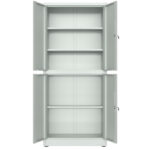 Ammattimainen metallisäilytyskaappi, jossa on 4 kääntöovea, 900x400x1800mm Lukko, 3 säädettävää hyllyä, vaaleanharmaa | Adexa SEFC2LG - Image 2
