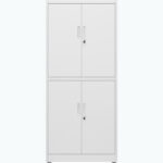 Ammattilainen metallinen säilytyskaappi 4 kääntyvää ovea 900x400x1800mm Lukko 3 säädettävää hyllyä Valkoinen | Adexa SEFC2W - Image 2