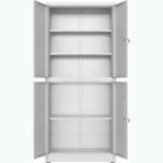 Ammattilainen metallinen säilytyskaappi 4 kääntyvää ovea 900x400x1800mm Lukko 3 säädettävää hyllyä Valkoinen | Adexa SEFC2W - Image 4