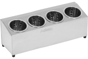 Kaupallinen aterinkoripidike 4 tilaa ruostumaton teräs | Adexa KFA04B