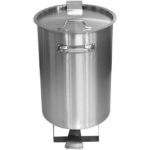 Ammattimainen jäteastia ruostumatonta terästä kannella, pyörillä ja polkimella 55 litraa | Adexa SDCP55 - Image 5