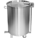 Ammattimainen jäteastia ruostumattomasta teräksestä, kannella & pyörillä & polkimella, 95 litraa | Adexa SDCP95 - Image 2