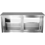 Seinäkaappi lasiliukuovilla ruostumaton teräs 1400x400x650mm | Adexa SWCGD140402 - Image 4