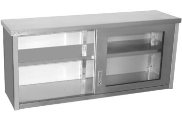 Seinäkaappi lasiliukuovilla ruostumaton teräs 1400x400x650mm | Adexa SWCGD140402