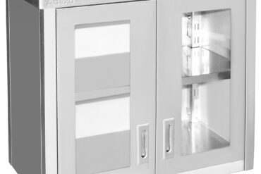 Seinäkaappi lasiovilla ruostumatonta terästä 800x400x650mm | Adexa SWCGD80402