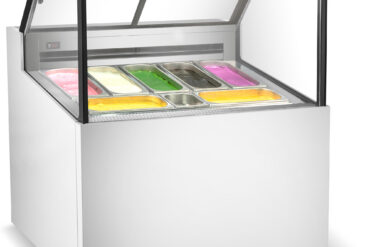 Ammattilainen Gelato- ja Jäätelötarjoilutiskin Näyttö, 7 astiaa Suorakulmainen edestä Valkoinen | Adexa DW7