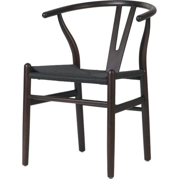 Pyökkipuinen tuoli tumma pähkinänväri mustalla punotulla köysisellä istuimella | | Adexa GSW0029DWB