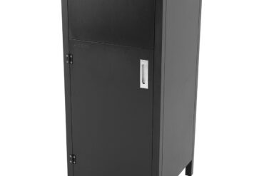 Jäteastian suojakaappi, jossa pudotusaukko ja tarjotin hylly, musta | Adexa TRC5054