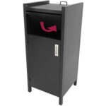 Jäteastian suojakaappi, jossa pudotusaukko ja tarjotin hylly, musta | Adexa TRC5054 - Image 3