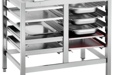 Kaupallinen uuniteline, jossa 5-tasoinen kaksoisrivi GN tarjotinhylly 980x700x745mm | Adexa WHDR5T