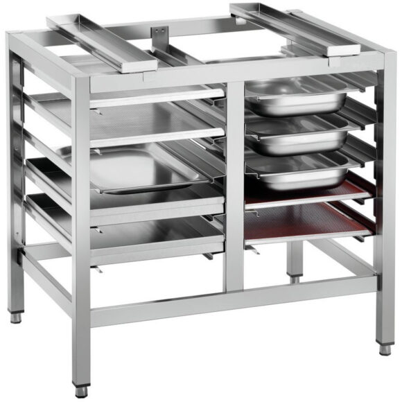 Kaupallinen uuniteline, jossa 5-tasoinen kaksoisrivi GN tarjotinhylly 980x700x745mm | Adexa WHDR5T