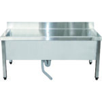 Matalarakenteinen kaupallinen kattilanpesuallas, ruostumatonta terästä, 1 allas, roiskesuoja, 1200x600x660 mm, neliönmuotoiset jalat | Adexa SMSJY12060 - Image 6