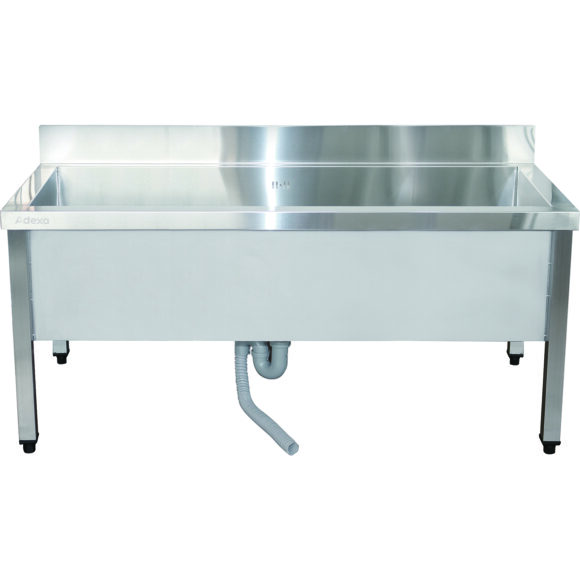 Matalarakenteinen kaupallinen kattilanpesuallas, ruostumatonta terästä, 1 allas, roiskesuoja, 1200x600x660 mm, neliönmuotoiset jalat | Adexa SMSJY12060 - Image 6