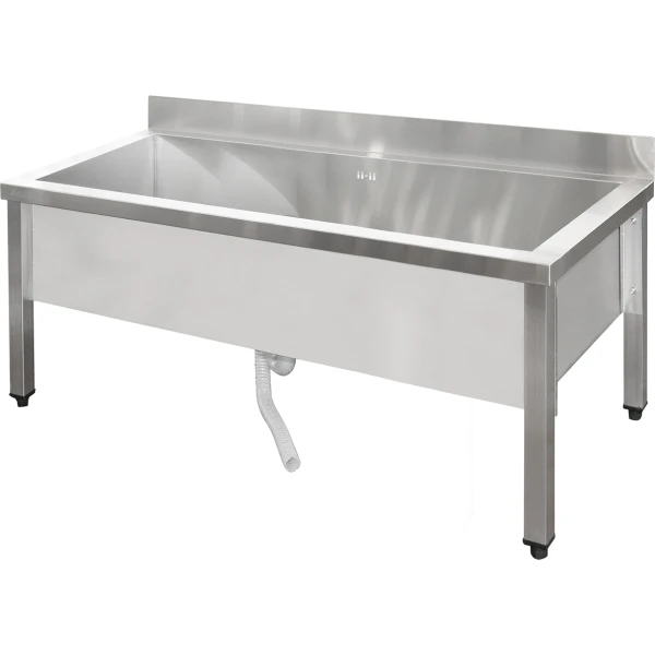 Matalarakenteinen kaupallinen kattilanpesuallas, ruostumatonta terästä, 1 allas, roiskesuoja, 1200x600x660 mm, neliönmuotoiset jalat | Adexa SMSJY12060