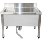 Matalampi kaupallinen kattilanpesuallas ruostumatonta terästä 1 allas roiskesuoja 800x600x660mm neliöjalat | Adexa SMSJY8060 - Image 2