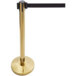 Kultainen esteen tolppa mustalla sisäänvedettävällä hihnalla 2m | Adexa BBP01C