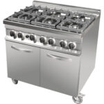 Ammattimainen kaasuliesi 6 poltinta 24 kW GN2/1 kaasuuuni 8 kW | Adexa Hotmax 700 GR763