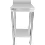 Ruostumattomasta teräksestä valmistettu kaupallinen työpöytä, jossa alahylly ja takakorotus 300x700x900 mm | Adexa DWT3070