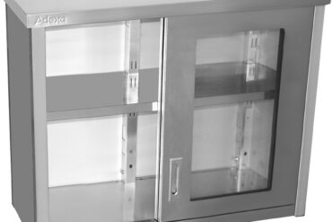 Seinäkaappikomero lasiliukuovilla ruostumatonta terästä 1000x400x800mm | Adexa SWCGDHH100402