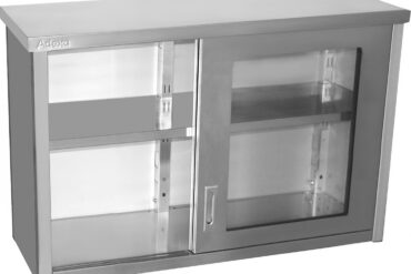Seinäkaappikaappi lasiliukuovilla Ruostumaton teräs 1200x400x800mm | Adexa SWCGDHH120402