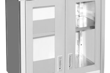 Seinäkaappikaappi lasisilla heiluriovilla Ruostumaton teräs 600x400x800mm | Adexa SWCGDHH60402