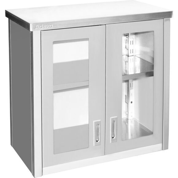 Seinäkaappi lasiovilla Ruostumaton teräs 800x400x800mm | Adexa SWCGDHH80402