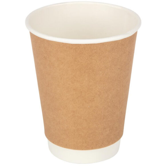 500 kpl Kompostoituvat Kahvikupit Kaksinkertainen seinämä 12oz/355 ml Kraft | Adexa PCDW12K