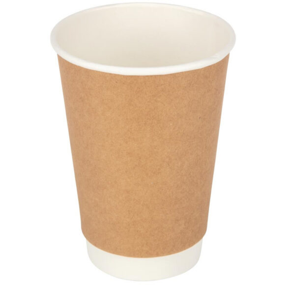 500 kpl Kompostoituvat kahvikupit, kertaseinä, 16oz/437ml, Kraft | Adexa PCDW16K