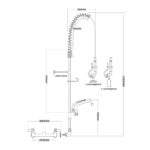 Esihuuhtelusuihkuyksikkö Seinäasennus Kaksoissisääntulo Korkeus 1055mm Ruostumaton teräs | Adexa EQ2802A12 - Image 2