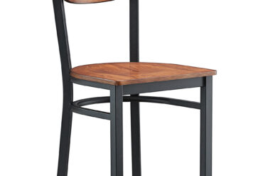 Musta terästuoli antiikkisella pähkinäistuimella ja antiikkisella pähkinäselkänojalla | Adexa GS65VWSWB