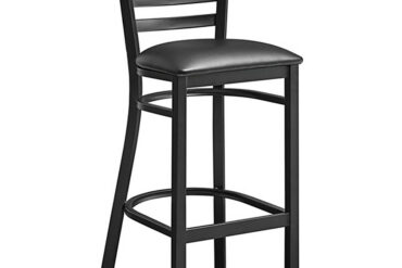 Musta baarituoli selkänojalla ja vinyyli-istuimella | Adexa GS697B