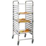 Räkki/Tarjotin/Pannu Kärry Ruostumaton teräs Leipurille 600x400mm 2x15 tasoa | Adexa RT6430