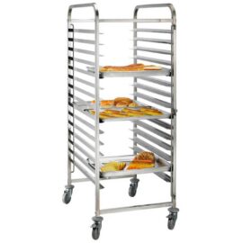 Räkki/Tarjotin/Pannu Kärry Ruostumaton teräs Leipurille 600x400mm 2x15 tasoa | Adexa RT6430