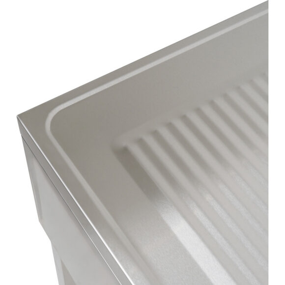 Kaupallinen tiskiallas Ruostumatonta terästä 1200x700x900mm 1 kulho oikealla Roiskesuoja 50mm | Adexa DSE1270R - Image 4