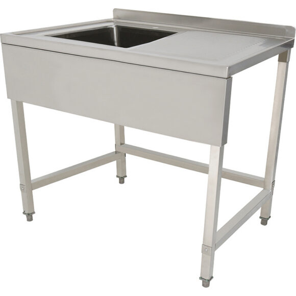 Kaupallinen allas ruostumaton teräs 1000x700x900mm 1 allas vasemmalla 50mm roiskesuoja | Adexa DSE1070L
