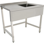 Kaupallinen pesuallas Ruostumaton teräs 1000x700x900mm 1 allas oikealla 50mm roiskesuoja | Adexa DSE1070R