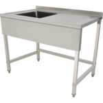 Kaupallinen Pesuallas Ruostumaton teräs 1200x700x900mm 1 allas vasemmalla roiskesuoja 50mm | Adexa DSE1270L