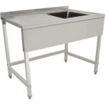 Kaupallinen tiskiallas Ruostumatonta terästä 1200x700x900mm 1 kulho oikealla Roiskesuoja 50mm | Adexa DSE1270R