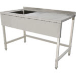 Kaupallinen pesuallas ruostumaton teräs 1400x700x900mm 1 kulho vasemmalla roiskesuoja 50mm | Adexa DSE1470L