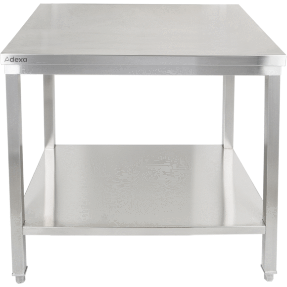 Premium-työpöytä alahyllyllä, 304 ruostumaton teräs, soveltuu ulkokäyttöön, 600x600x900mm | Adexa Elite ET26060